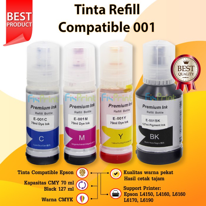 Tinta Epson Compatible 001 Printer L4150 L4160 L6160 L6170 L6190