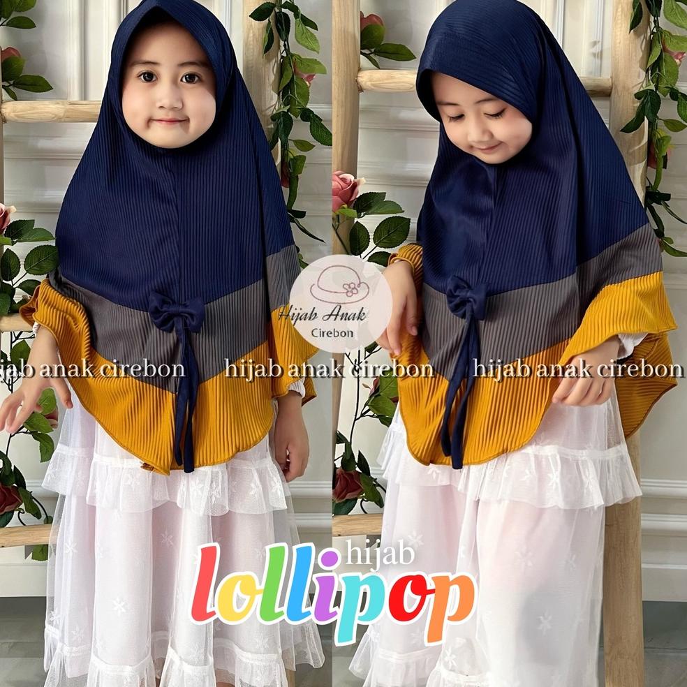 JILBAB ANAK TANGGUNG BERGO PLISKET PET LOLLIPOP HIJAB ANAK PEREMPUAN PLISKET KOMBINASI WARNA JILBAB 