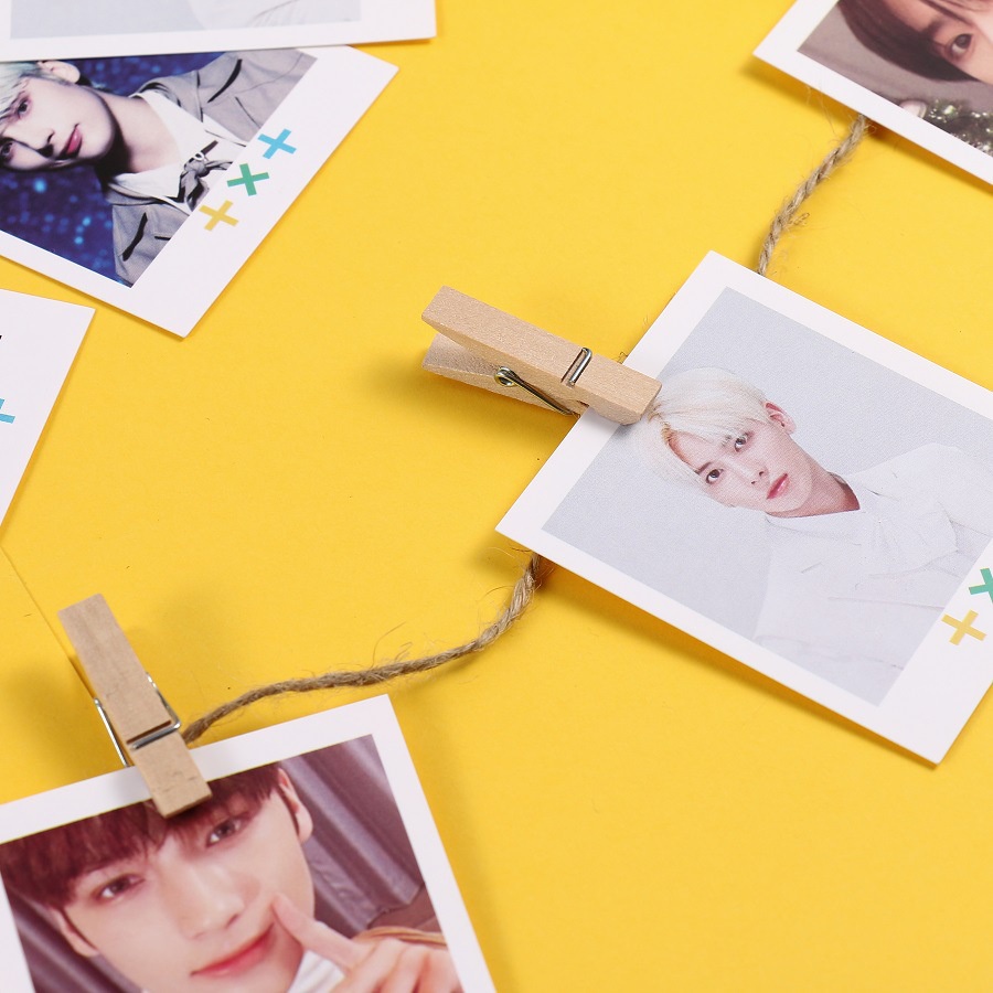 40pcs / Kotak Kartu LOMO Kpop TXT Stray Kids Dengan 5 Klip Kayu Dan 1 twine