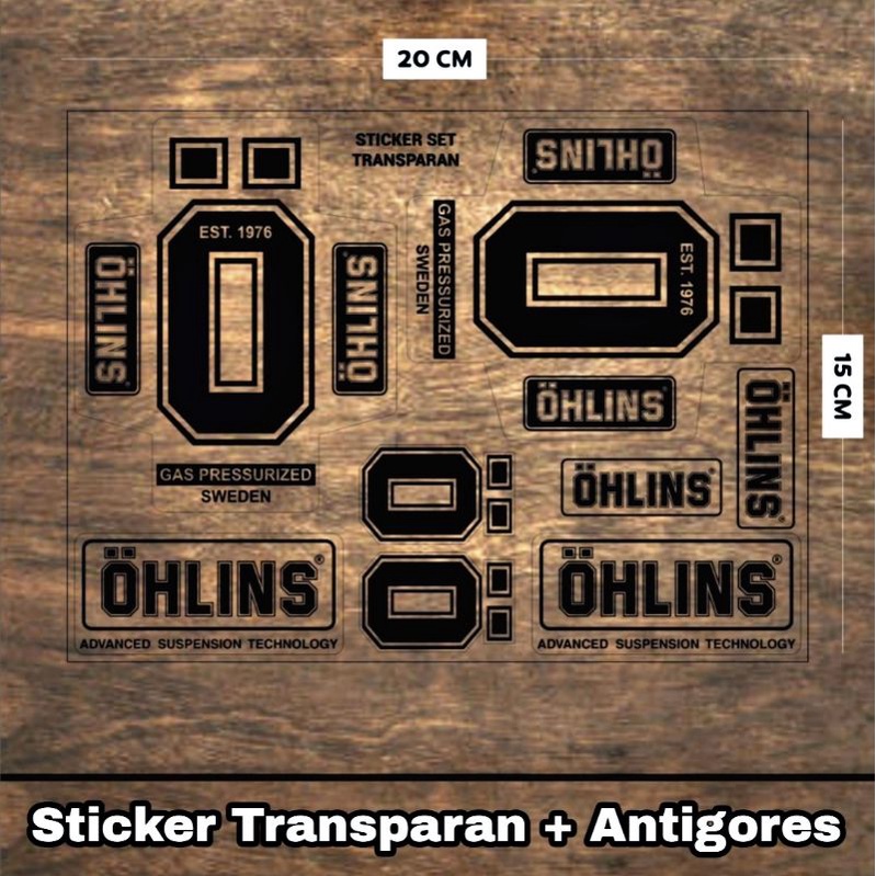 Sticker Set Shock OHLINS Transparan Uv + Antigores Sticker Shockbreaker OHLINS O Set Fork Upside Tra