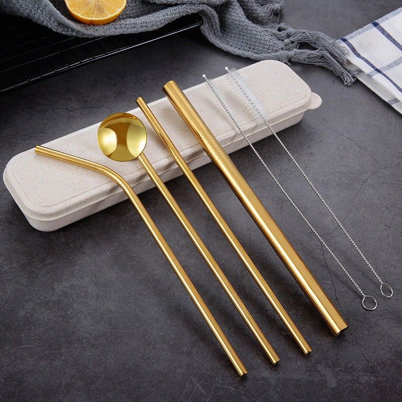 Sedotan Cutlery Set Gold Rainbow Black Rosegold Package BOX Straw BNIB Stenlis Stenlish Premium Quality Cutlery set Love Earth Cinta Bumi dengan mengurangi pemakaian Plastik Sedotan Boba Baik Bagus tanpa pewarna, tidak mudah karatan little miss sunshine