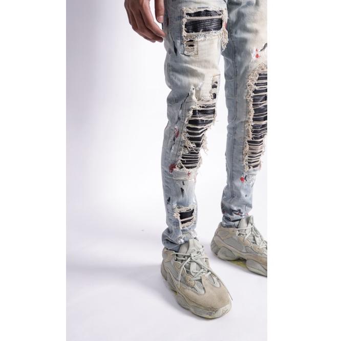 [Art. IB48Z] H1 leather patch - Creme Monett - Celana Jeans