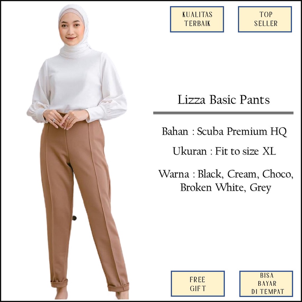 Bawahan Wanita Celana Kulot Polos Bahan Scuba Premium Warna Hitam Putih Coklat Cream Grey Terbaru M1