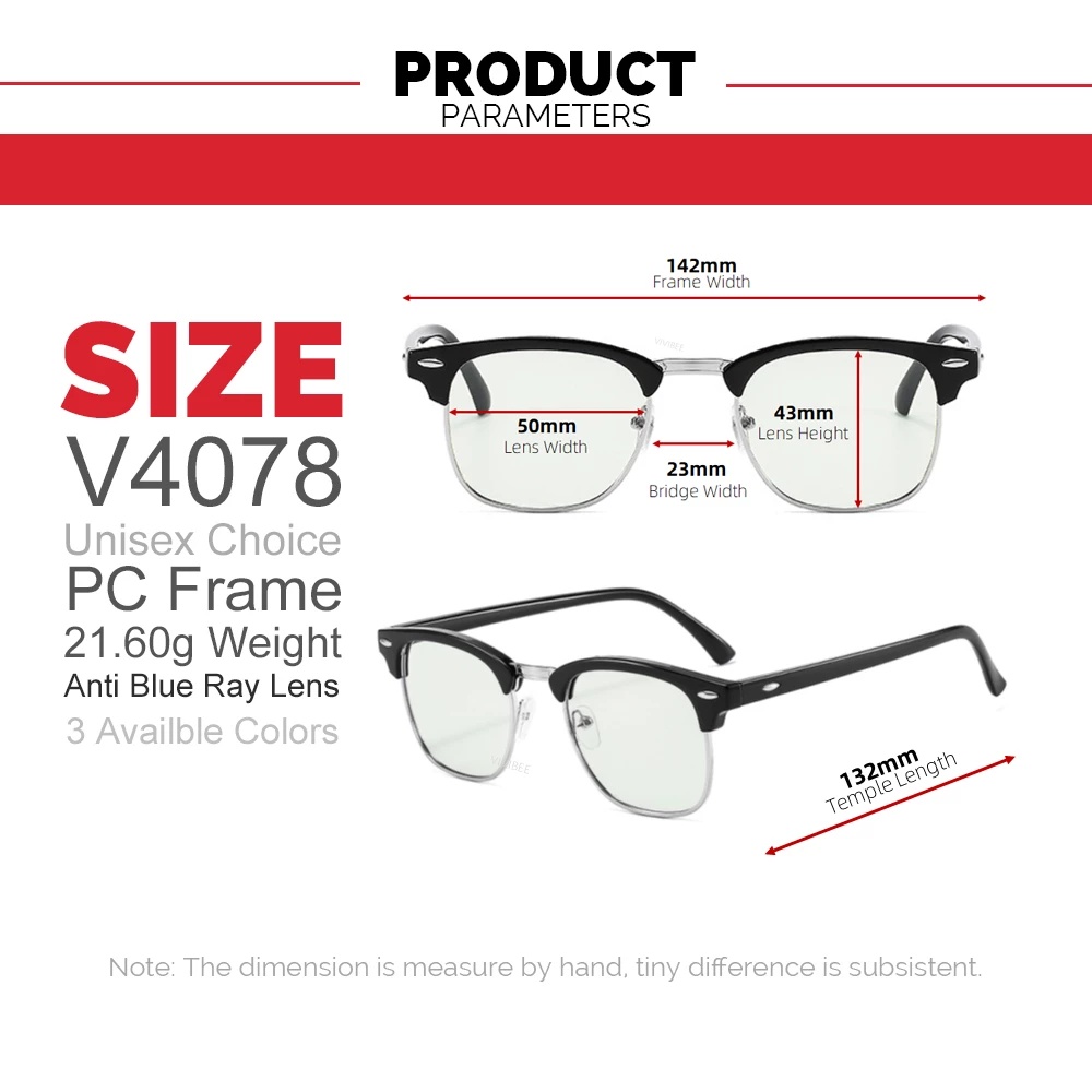 Anti-blue Light Classic Metal Half-frame Flat Glasses For Men and Women