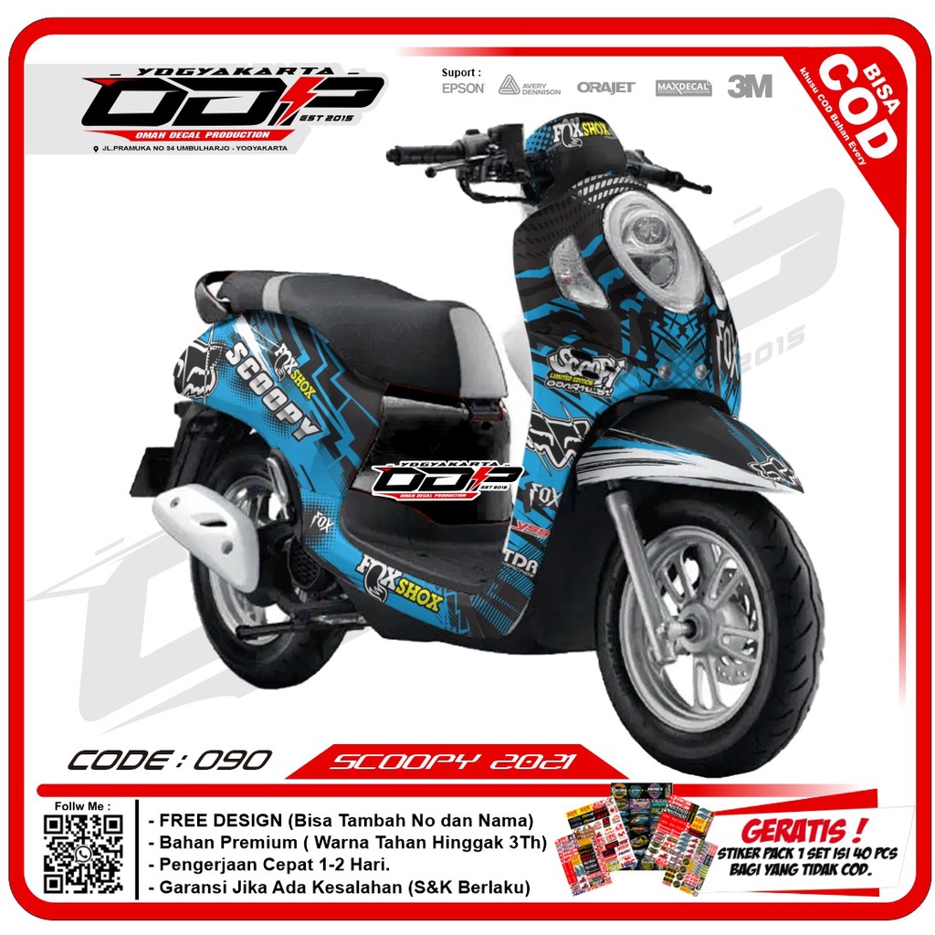decal scoopy full body dekal stiker striping honda scopy fi esp sticker motor motif fox racing warna