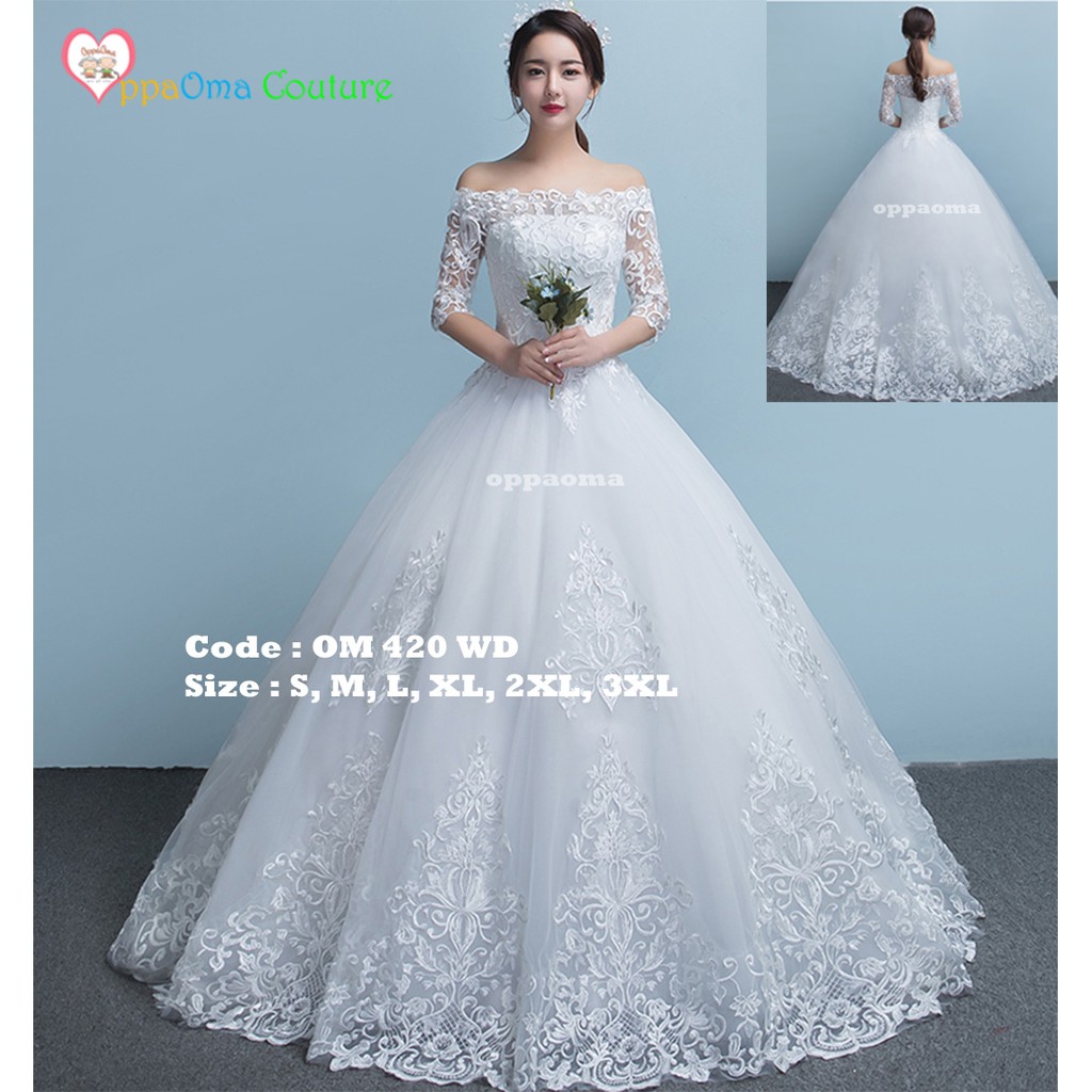 Gaun Pengantin Kembang Kebaya Modern Corak Bunga Oppaoma Om 420 Wd Shopee Indonesia