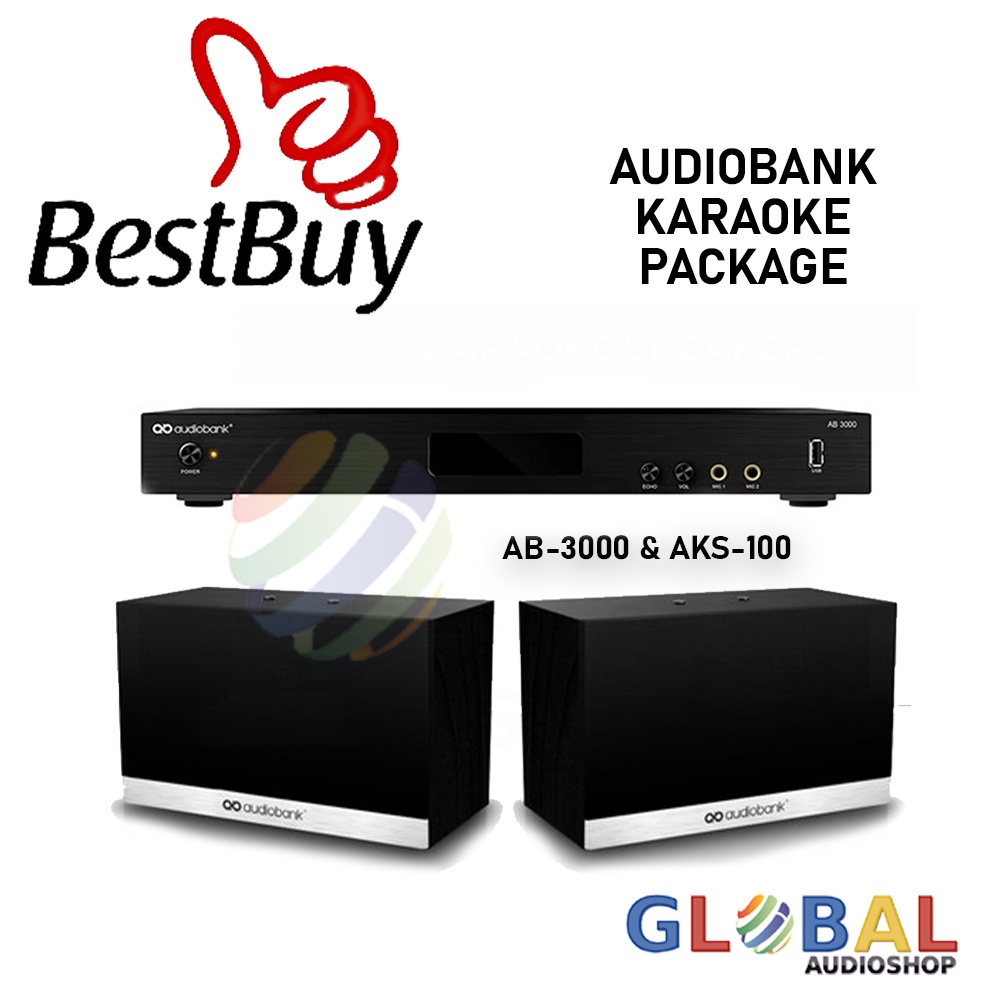 Audiobank Paket Karaoke AB-3000 AKS-100 Speaker Amplifier Microphone AB3000 AKS100