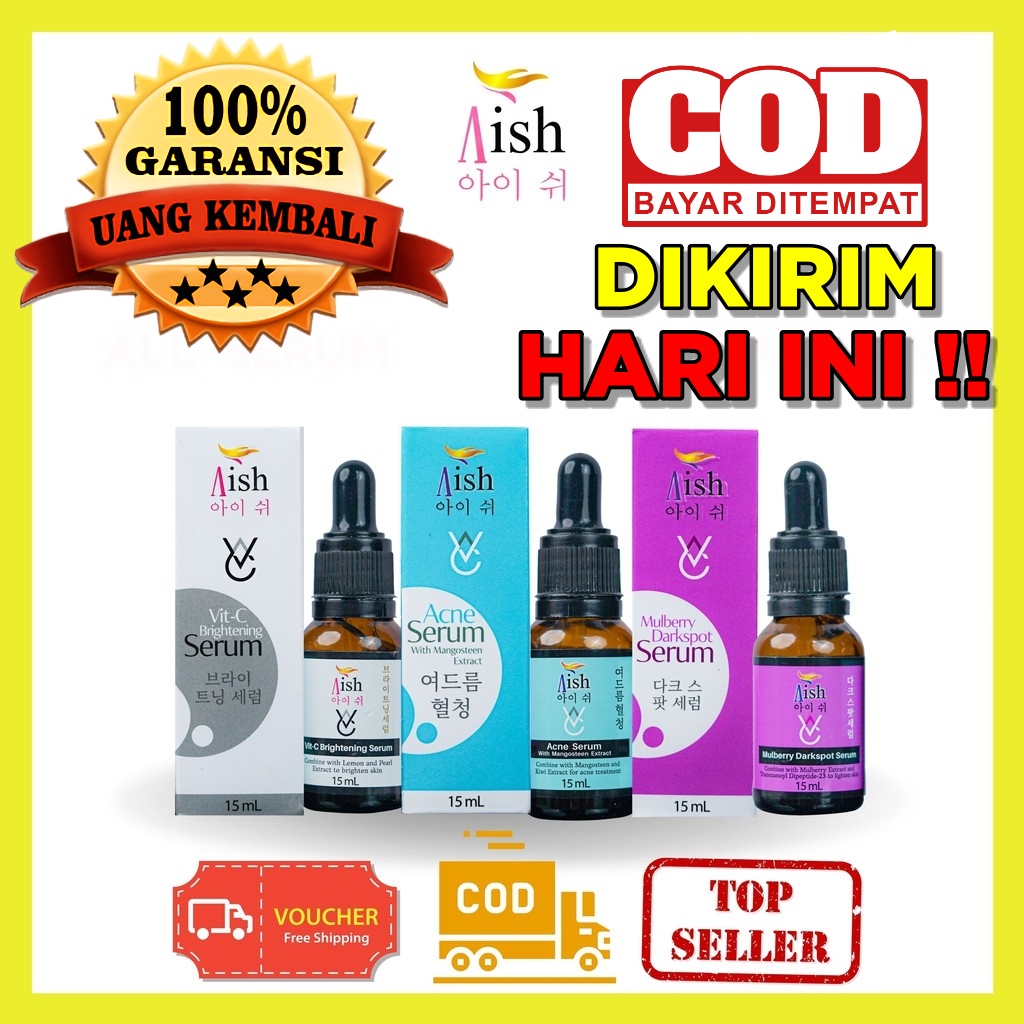 BAYAR COD AISH | SERUM AISH | AISH SERUM ACNE/ DARK SPOT/ BRIGHTENING ASLI KOREA 100% Ori