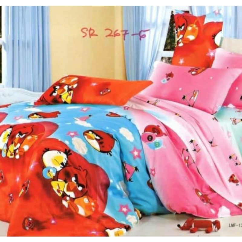 ✔BEST‼ SPREI ANAK KATUN JEPANG IMPORT ANGRY BIRD MERAH PINK BIRU/SPREI CARTOON/SPREI CARTUN/SPREI KA