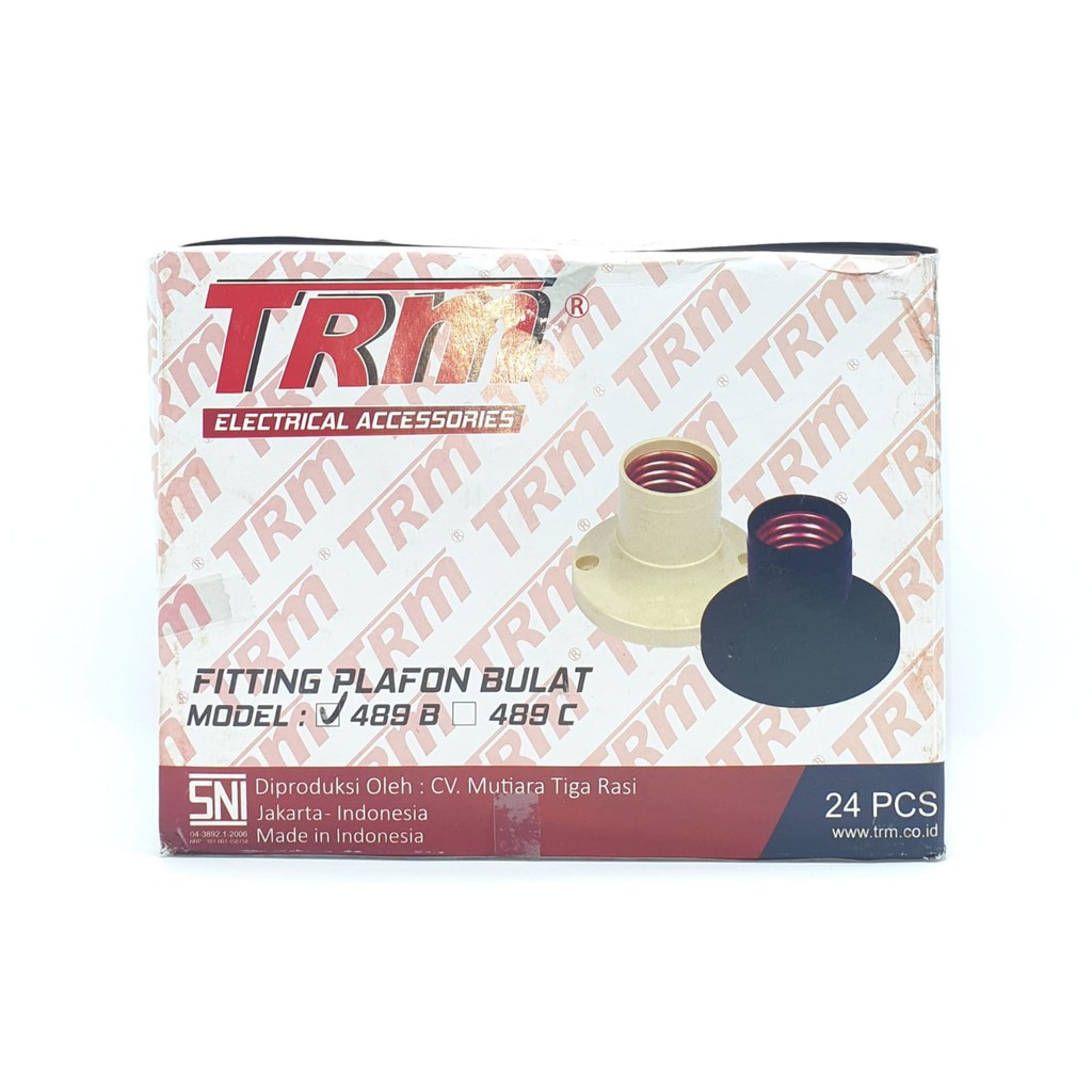 @24 Pcs (1 Kotak) TRM FP-489B HITAM Fiting Rumah Lampu Plafon Tinggi Bulat Hitam