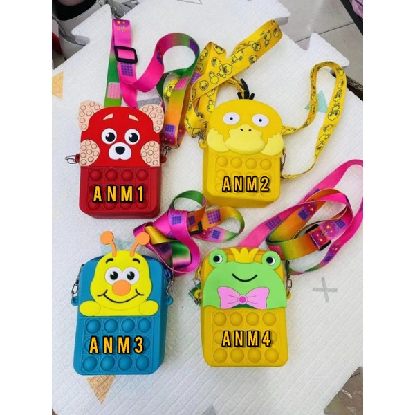 TAS SELEMPANG ANAK POP IT RUBBER JELLY / SLING BAG LUCU IMPORT