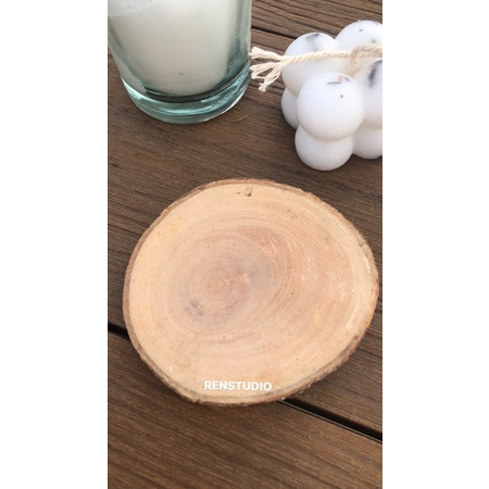 TATAKAN LILIN KAYU - COASTER - TATAKAN KAYU AESTHETIC - WOOD SLICE MURAH
