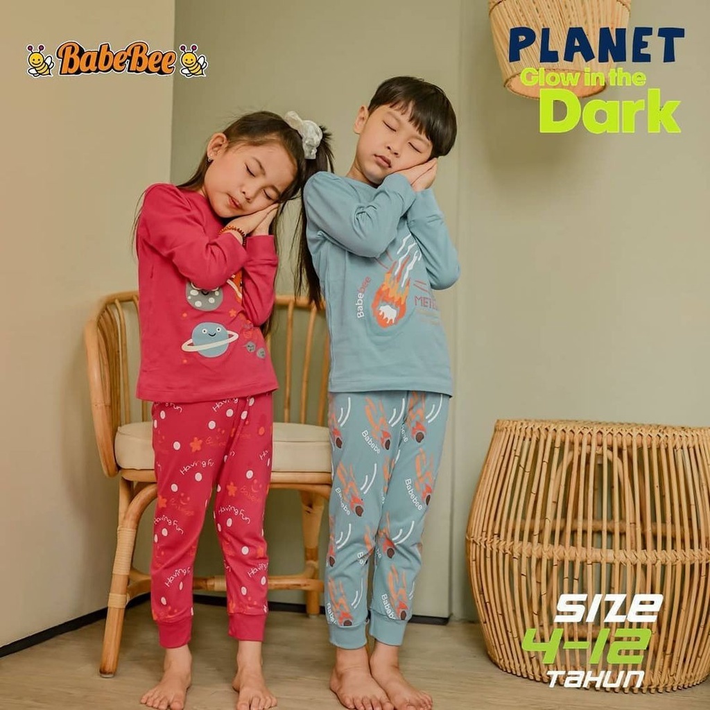 PIYAMA ANAK GLOW IN THE DARK PLANET SERIES 4-12 TAHUN