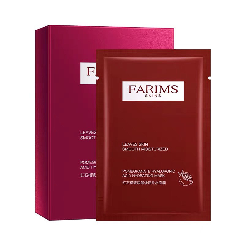 FARIMS POMEGRANATE DELIMA HYALURONIC ACID HYDRATING MASK MASKER KOREA WAJAH WANITA FACIAL SHEET MASK