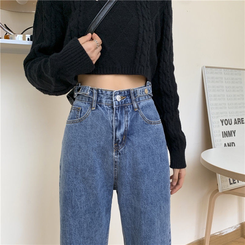 kekinian korean high waist murah boyfriend celana jeans high waist wanita kulot