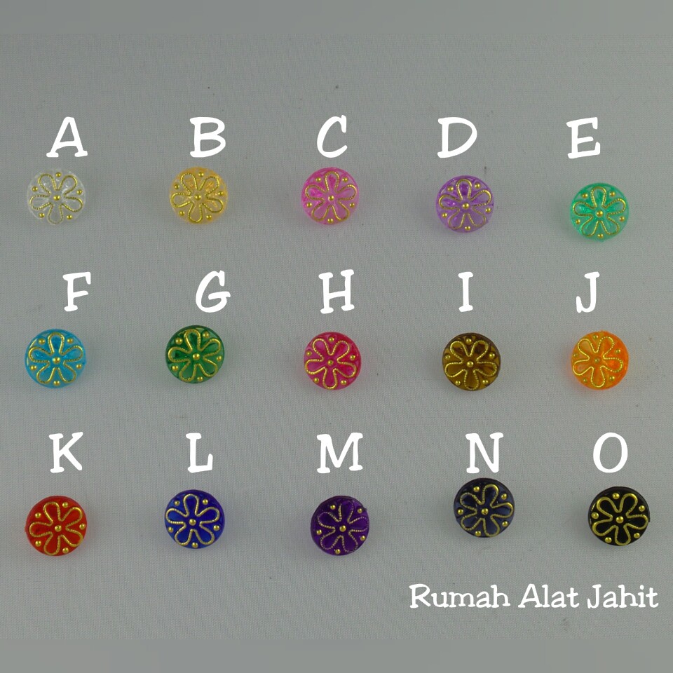 Kancing Akrilik Emas Motif Bunga Besar 12mm