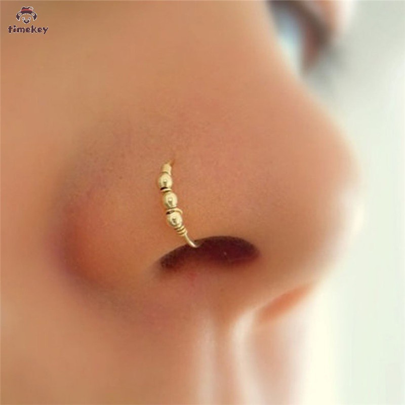 【TK】1 Pc Round Beads Nose Ring Stud Nose Hoop Piercing Jewelry 6mm/8mm/10mm