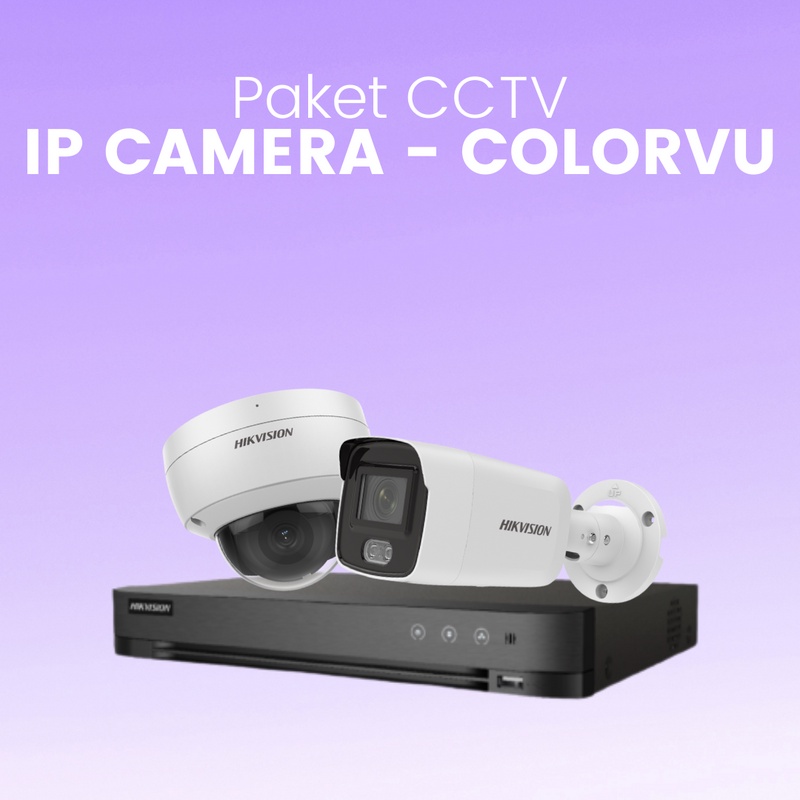 PAKET CCTV 2 IP CAMERA 2MP COLORVU HIKVISION - CCTV NVR ONLY