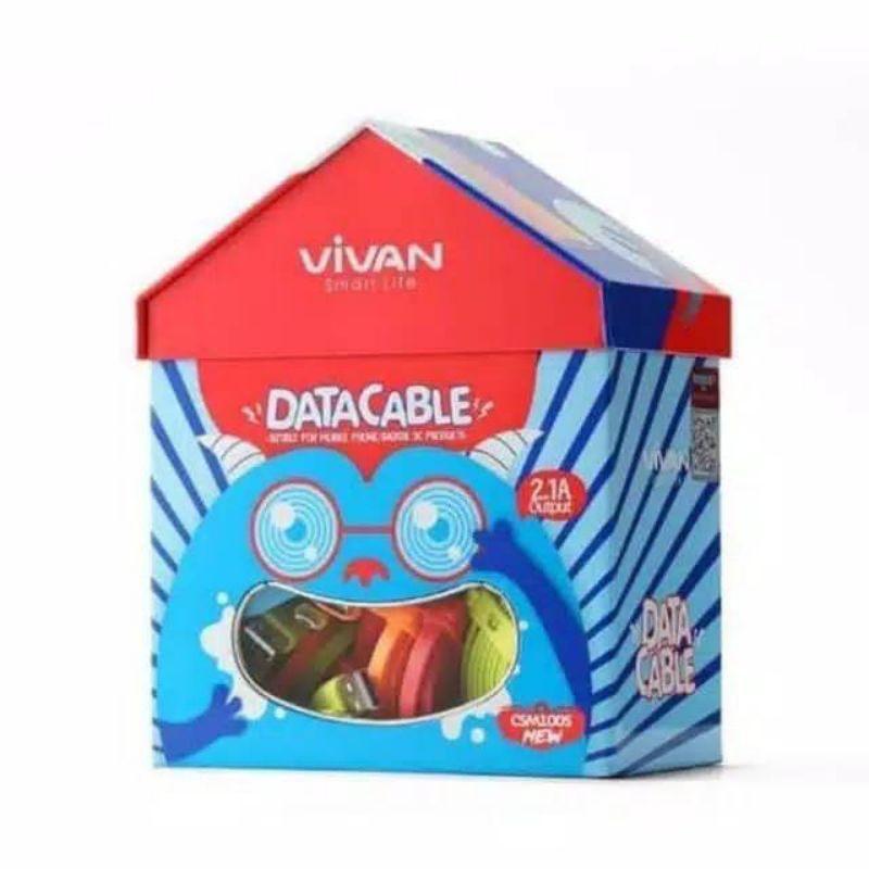 KABEL DATA ORIGINAL VIVAN CSL100  IPHONE FAST CHARGING 2.4A COLOR FULL