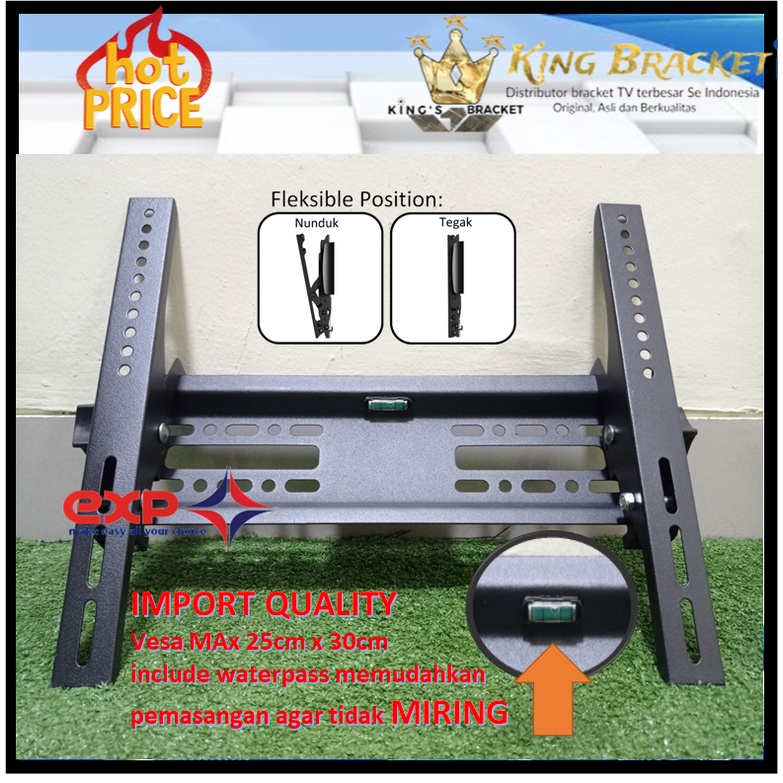 Bracket TV SHARP 21&quot; s/d 43&quot; waterpass GARANSI 100% COCOK!!! IMPORT QUALITY