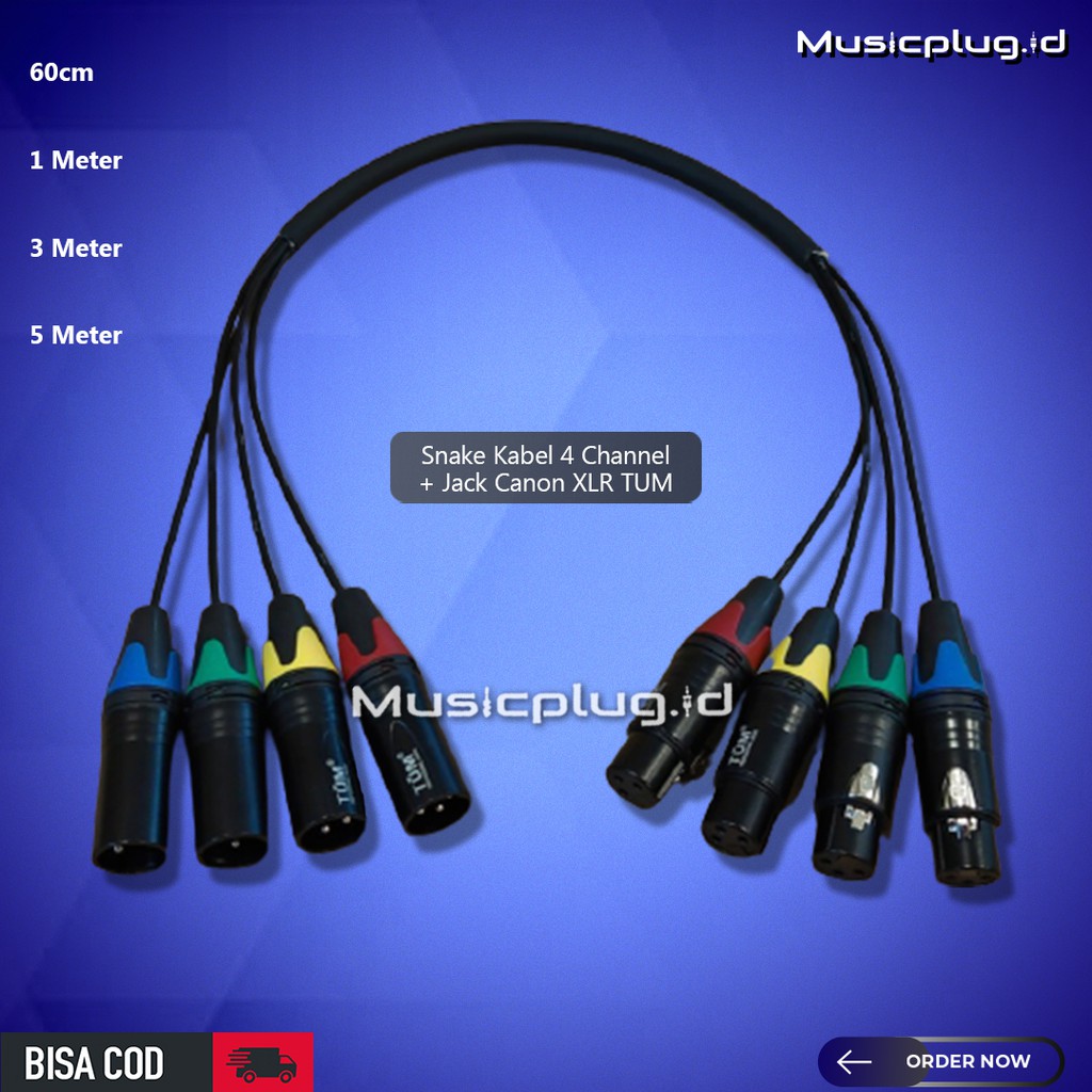Snake Kabel 4CH 4 Channel TUM Original + Jack Male Female Panjang 3 Meter