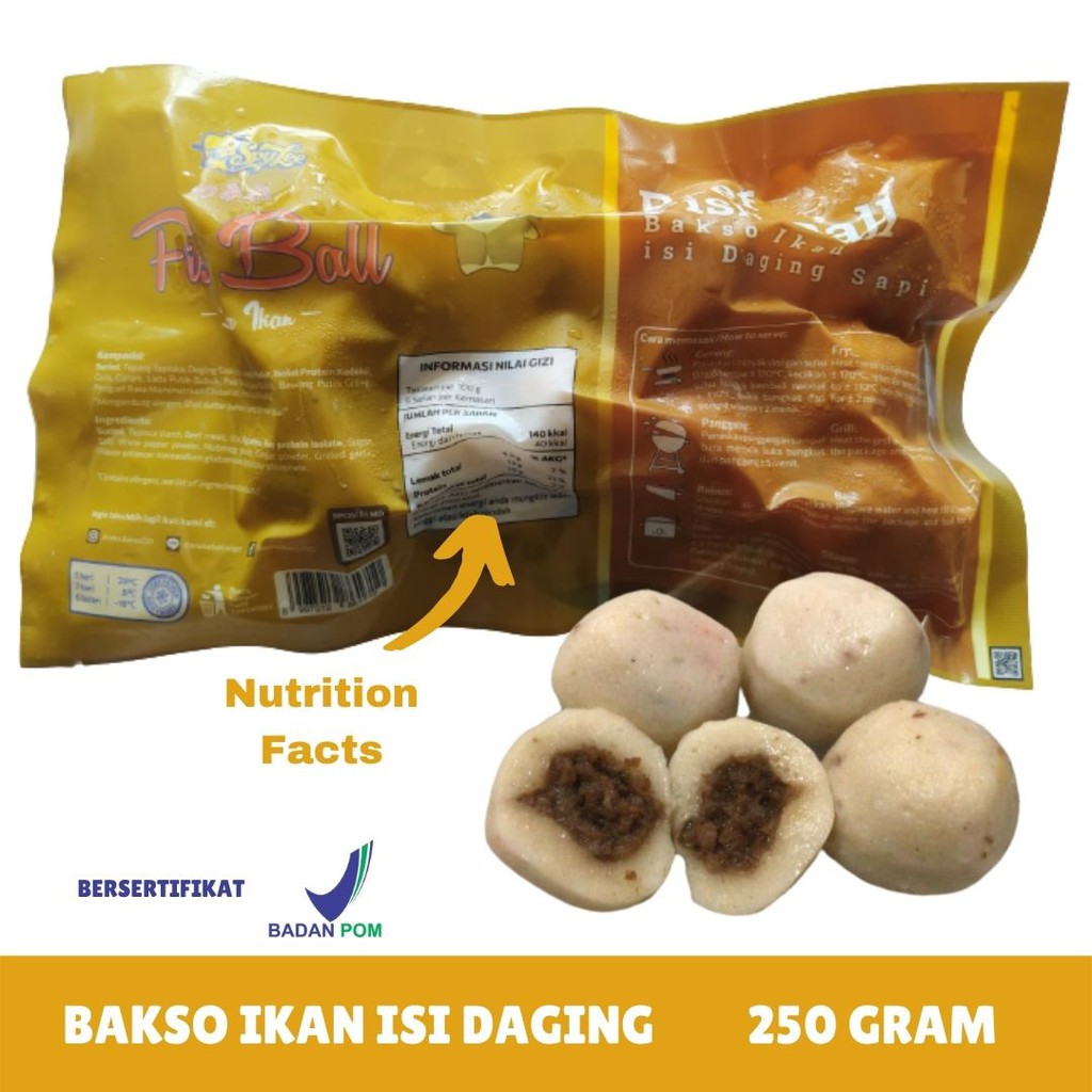 Spylee Bakso Ikan Isi Daging Sapi (Isi 27-30/500Gr) HALAL BPOM DISKON TERMURAH FROZEN FOOD