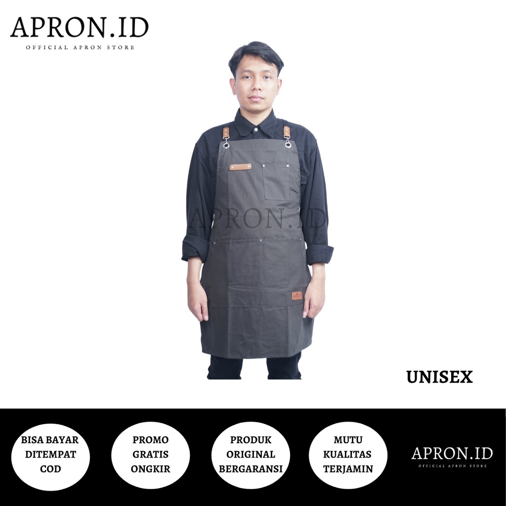 APRON.ID Apron Barbershop Celemek Barista Cafe Coffeshop Multifungsi Unisex Pria Wanita Original