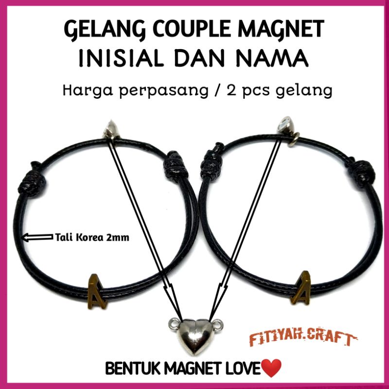 2 PCS GELANG COUPLE MAGMET INISIAL NAMA GELANG COUPLE PERSAHABATAN GELANG COUPLE MURAH BERKUALITAS