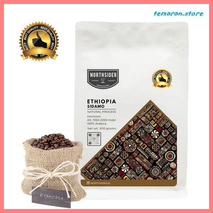 

Kopi- BIJI KOPI ARABICA ETHIOPIA SIDAMO NATURAL - 200GR NORTHSIDER COFFEE - BIJI KOPI -Biji-Kopi.