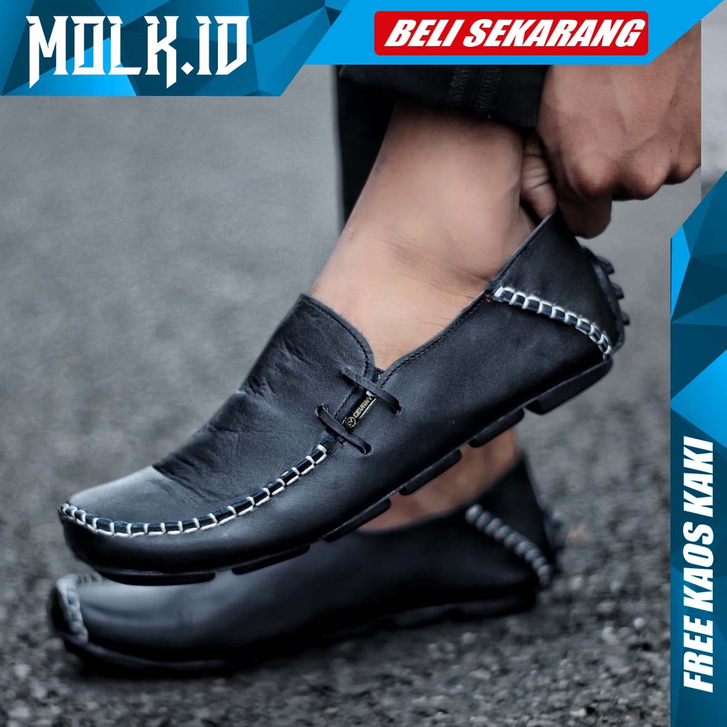 MOLK Sepatu Slip On Pria Kulit Asli Original Cvny Formal Casual Termurah Selop Slop Pria