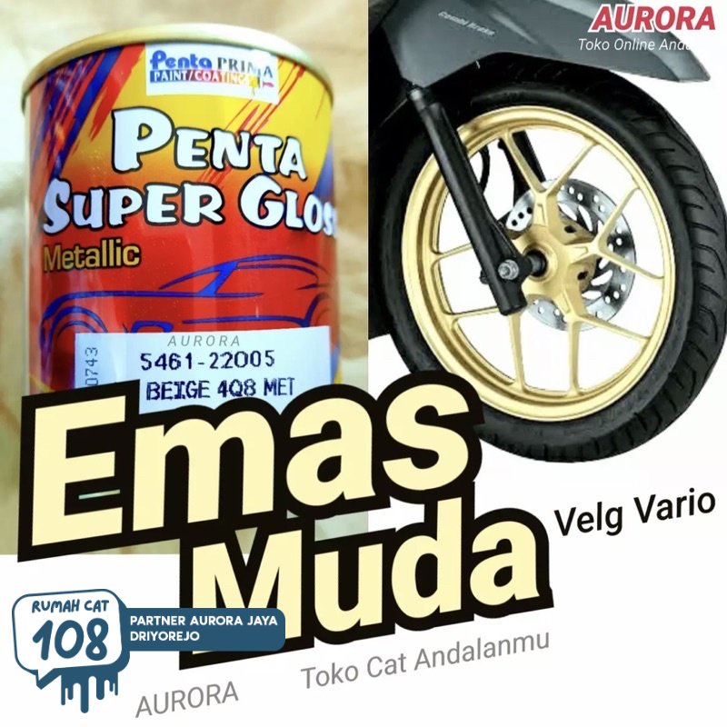 

Rumah Cat - Cat Penta Super Gloss Beige 4Q8 Met 200ml Emas Muda / Coklat Muda Cokelat pucat Metallic Metalic Metalik Duco Duko Diko Sepeda Motor Mobil Semprot | Rumah Cat Mobil dan Motol