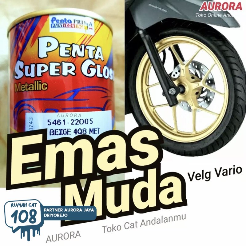 Rumah Cat - Cat Penta Super Gloss Beige 4Q8 Met 200ml Emas Muda / Coklat Muda Cokelat pucat Metallic