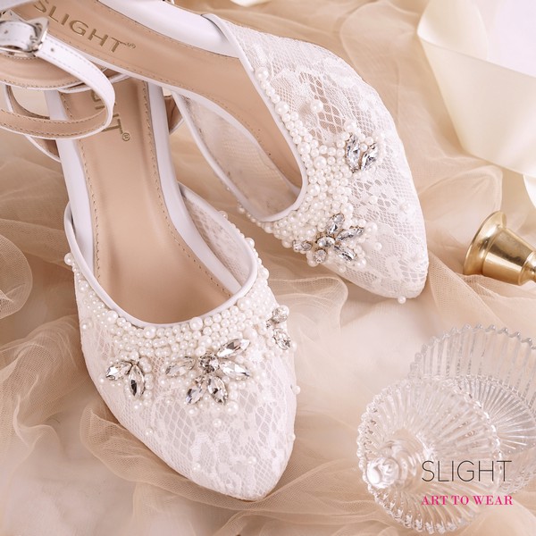 SLIGHT Sepatu Wedding Ankle Strap Adeline Putih 7 cm-4