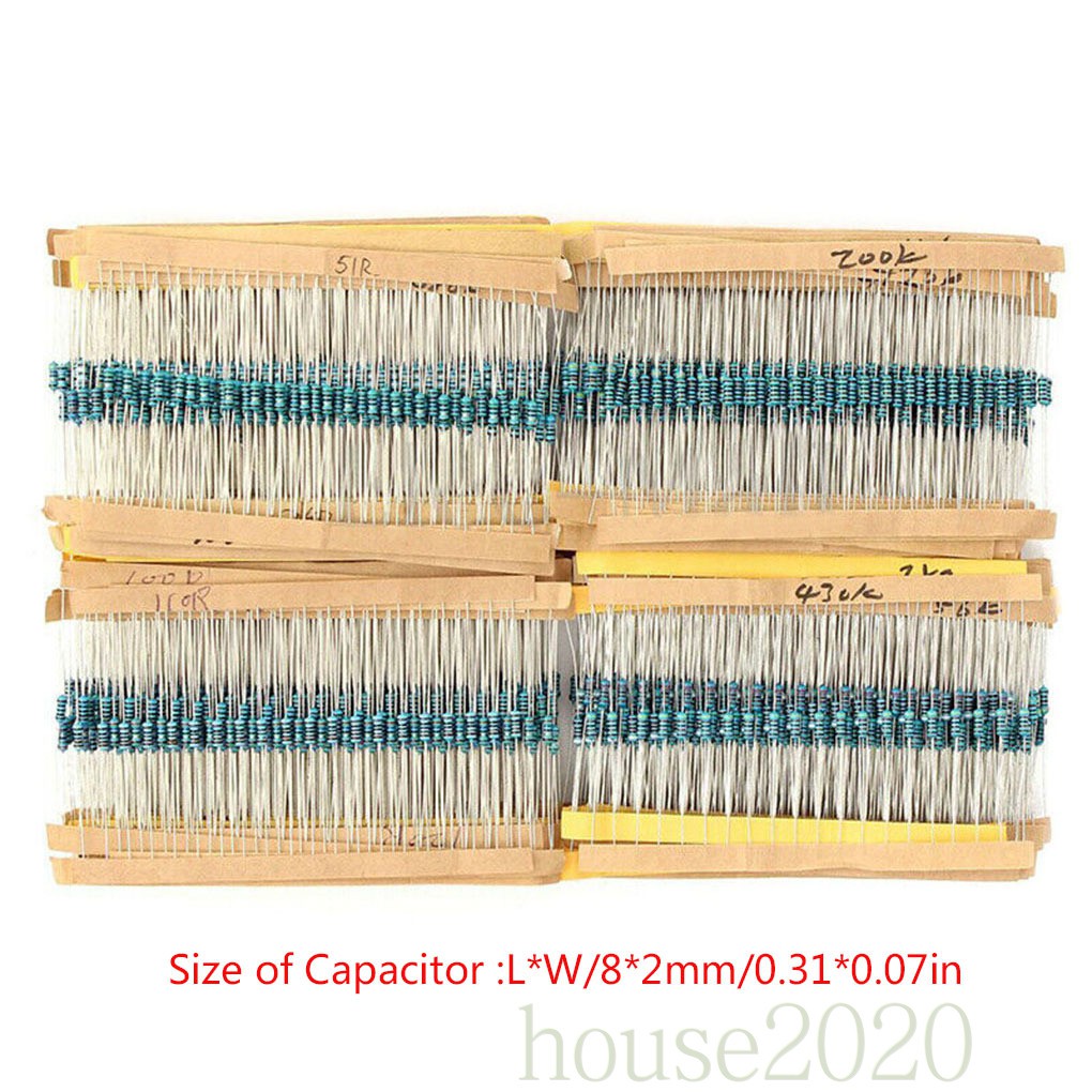 (House2020) 3120pcs / Set Resistor Metal Film 1ohm-10mohm 156 Value 0.25w Untuk Komponen Elektronik