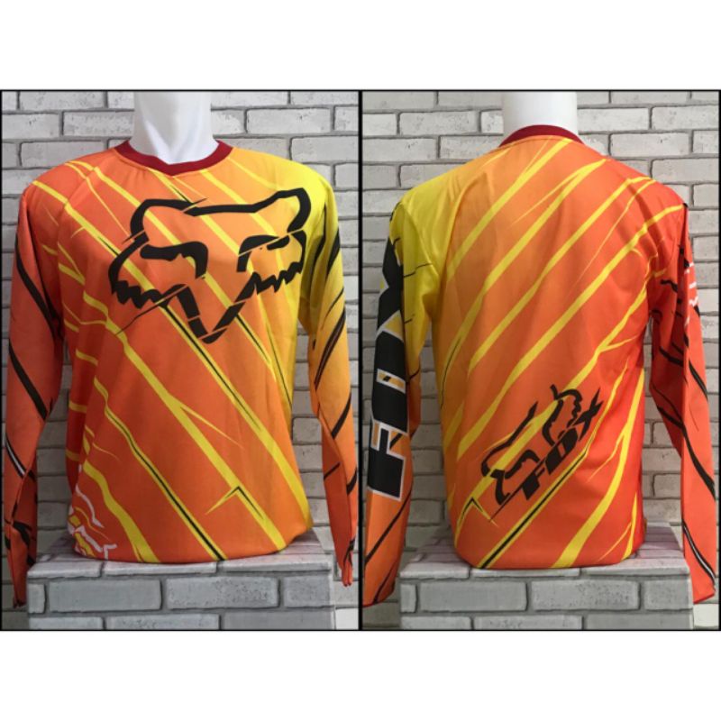 Jersey sepeda gunung cross MTB downhill foxx orange lengan panjang
