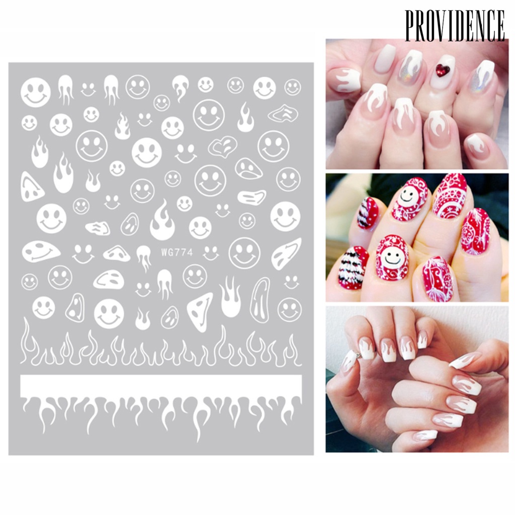 Providence Flame Smile Patterns Nail Sticker DIY Ultra Thin 6 Colors Fire Grimace Decal Decorations for Manicure