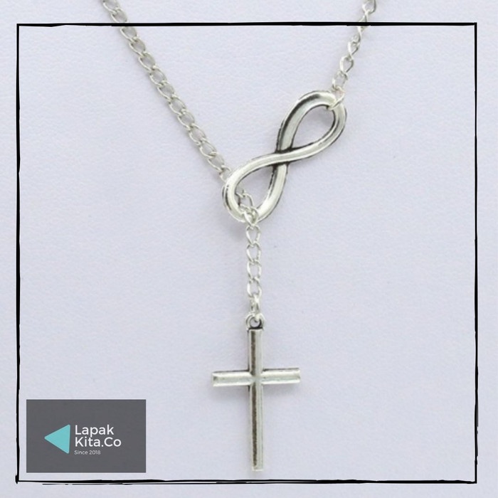 Kalung Salib Titanium Wanita Silver / Kalung Salib Wanita Silver