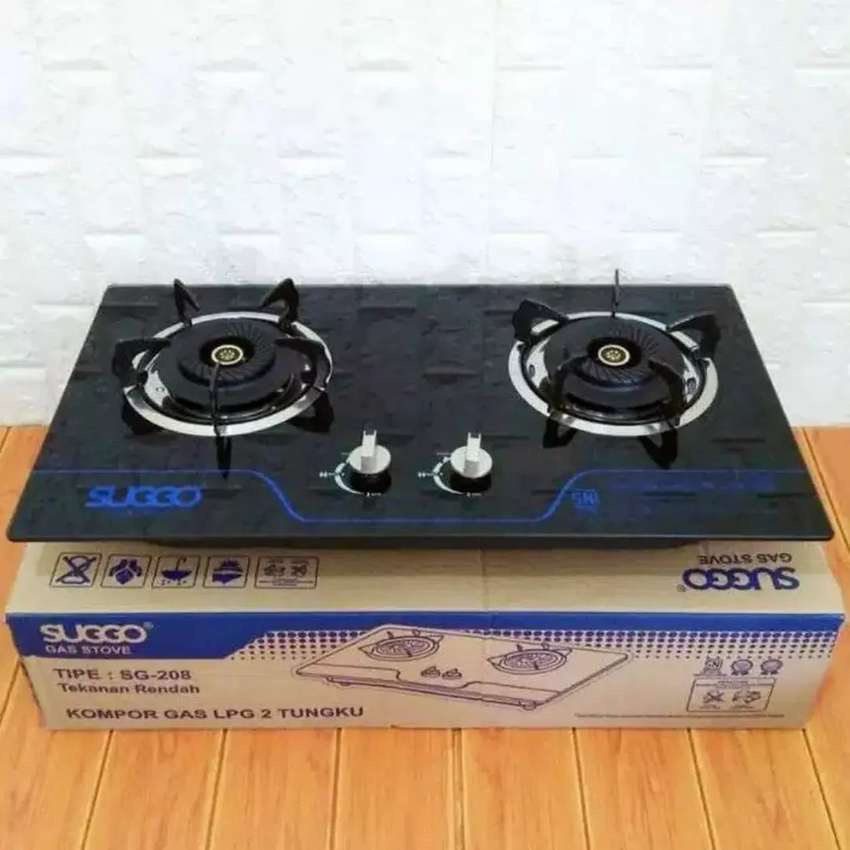 Suggo SG-208 Kompor Tanam Gas 2 Tungku Bahan Tempered Glass / Kaca