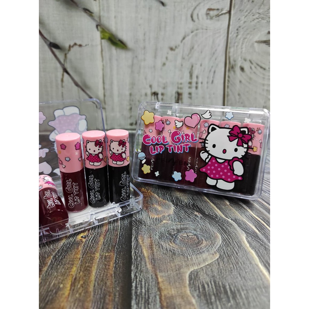 Liptint SASIMI DORAEMON HELLOKITTY S885 water LIP tint lips kiss ori S884 { PER BOX }