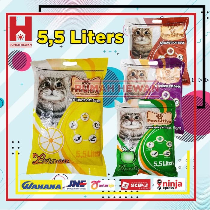 Pasir Gumpal Pawsitive 5,5 Liter - Pasir Kucing