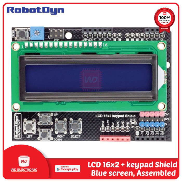 ROBOTDYN LCD 16x2 KEYPAD SHIELD ARDUINO LCD KEYPAD SHIELD BLUE GREEN