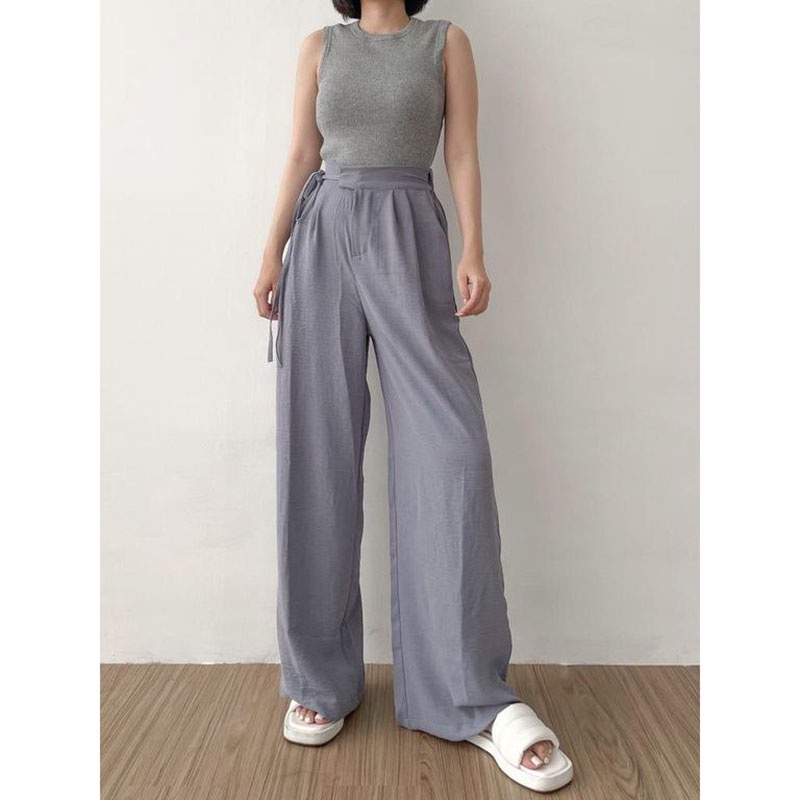 Celana Kulot Linen Jenelle Pants Celana Rami Highwaist Loose Pants