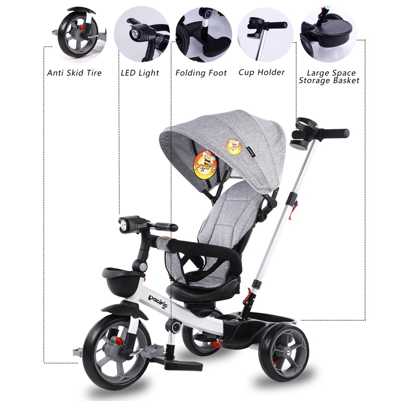 Sepeda Anak Bayi Balita Dorong Roda 3 Tricycle Pacific PC5166 Kursi Bisa Berputar-6