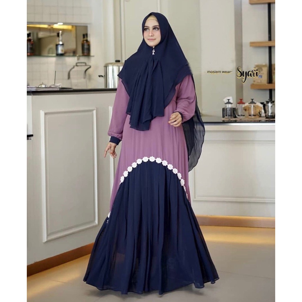 GAMIS SYARI CERUTY BABYDOLL RENDA IMPORT KAZILA NAVY ORI GLZ