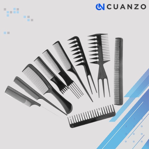 Set Lengkap Sisir Rambut Salon Hair Comb 10 Set / Sisir Rambut Keriting Roll Anak Bayi Anti Rontok / Sisir rambut 1 Set Pria Wanita Salon Barbershop / Sisir Rambut Anti Kusut Portable / Sisir Lipat Kaca Besi Pelurus Rambut Stainless Steel Murah Original