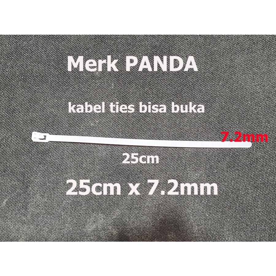 Kabel Ties Bisa Buka PANDA 10cm - 15cm - 20cm -25cm -30cm - 40cm lebar 7.2mm HITAM - Reusable Cable Ties