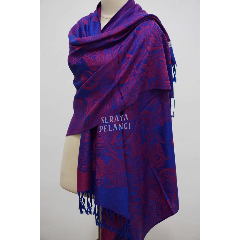 Pashmina Cashmere Keong 30 | Motif Daun/Kembang | Selendang | Scarf | Syal | Shawl | Pasmina | Souvenir | Hadiah Ulang Tahun | Birthday Gift | Aksesoris Fashion Wanita | Import Quality | Grosir Murah | Pashmina Kashmir | Luxury Scarf