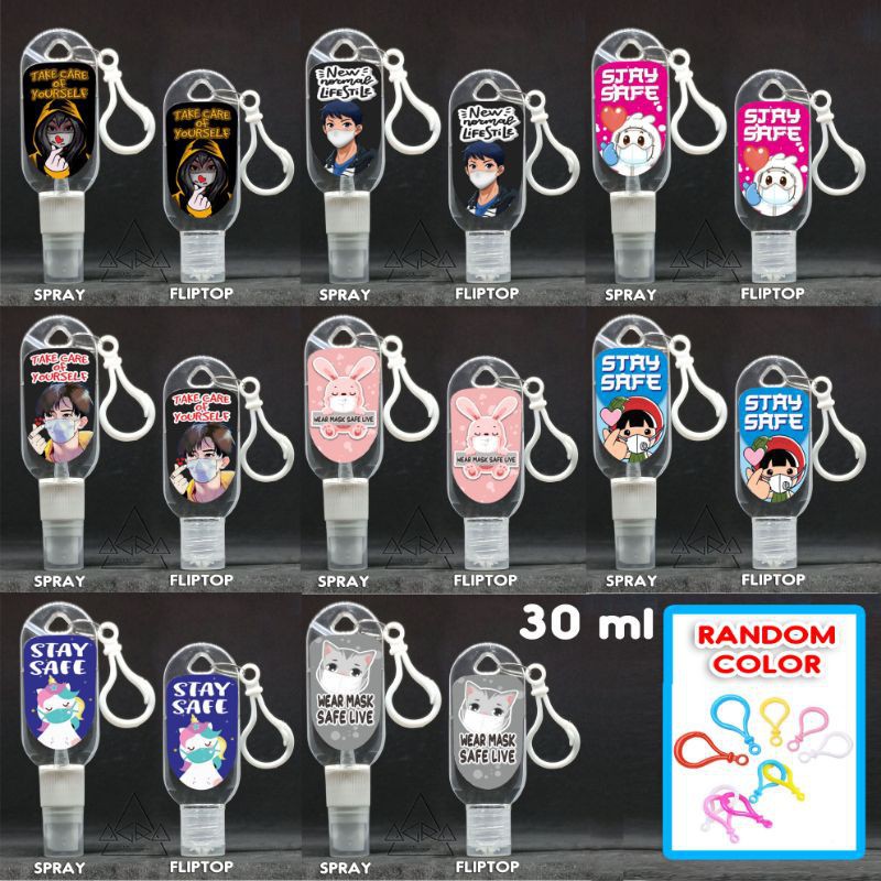 BOTOL GANTUNG HAND SANITIZER | BOTOL HANDSANITIZER MOTIF CUSTOM | BOTOL GANTUNG DAN SPRAY 30ML| MULT