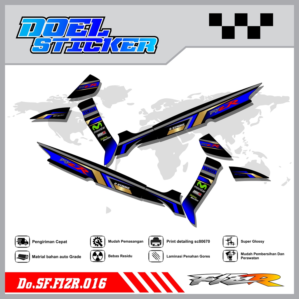 STICKER STRIPING FIZ R - STICKER STRIPING LIST VARIASI HOLOGRAM , CROME FIZ R DOEL 016