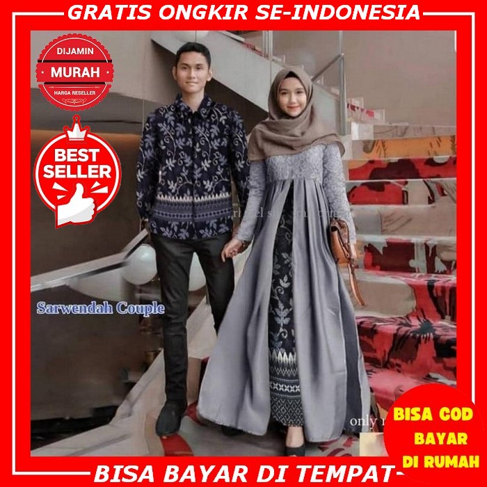 Gamis Baju Muslim Wanita Couple Kondangan Abaya Hitam Dress Korea Busui Pasangan Keluarga Terbaru Re